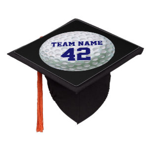 Player Name and Number Golf ball Graduation Cap Topper