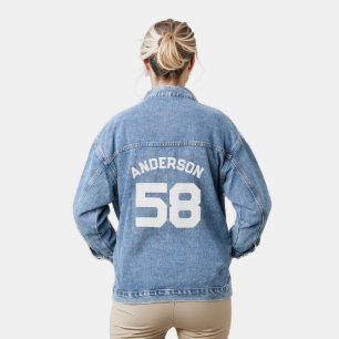 Player Name and Number Sports Jersey Denim Jacket