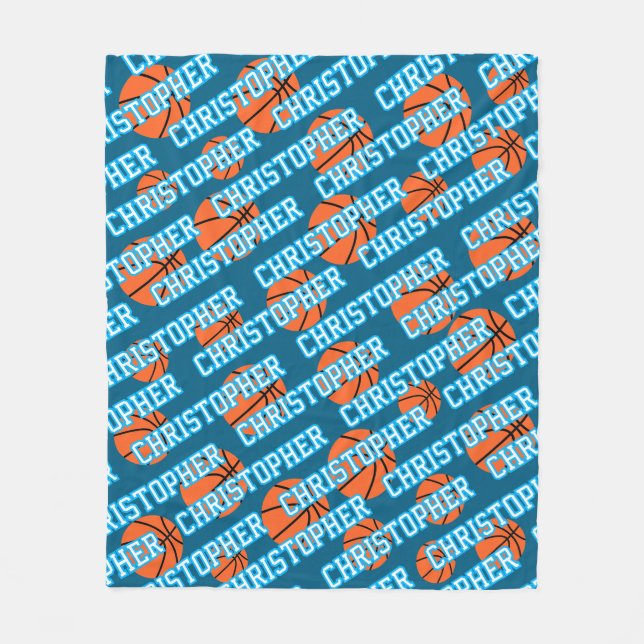 Player Name Basketball Ball Pattern  Fleece Blanket (Front)