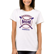 Player Name Blue Baseball Mom T-Shirt