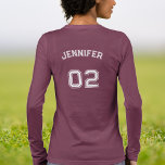 Player Name Jersey Number Women Maroon Long Sleeve Tri-Blend Shirt<br><div class="desc">Create your own custom, personalized, cool stylish white typography / font / script, monogrammed player name jersey number maroon colour, classic crew neck, comfortable, pre-shrunk tri-blend, superior combed and ring-spun jersey cotton, unisex womens ladies long sleeve shirt t-shirt. Simply type in your name / player name and player jersey number,...</div>