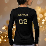 Player Name Jersey Number Womens Black Long Sleeve Tri-Blend Shirt<br><div class="desc">Create your own custom, personalized, cool stylish faux gold typography / font / script, monogrammed player name jersey number black colour, classic crew neck, comfortable, pre-shrunk tri-blend, superior combed and ring-spun jersey cotton, unisex womens ladies long sleeve shirt t-shirt. Simply type in your name / player name and player jersey...</div>