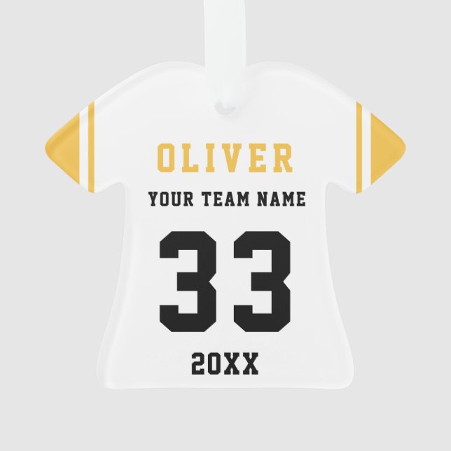 Player Name Number Team Sports Yellow Ornament (Back)