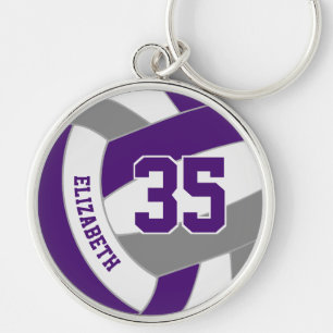player name purple grey team colours volleyball keychain