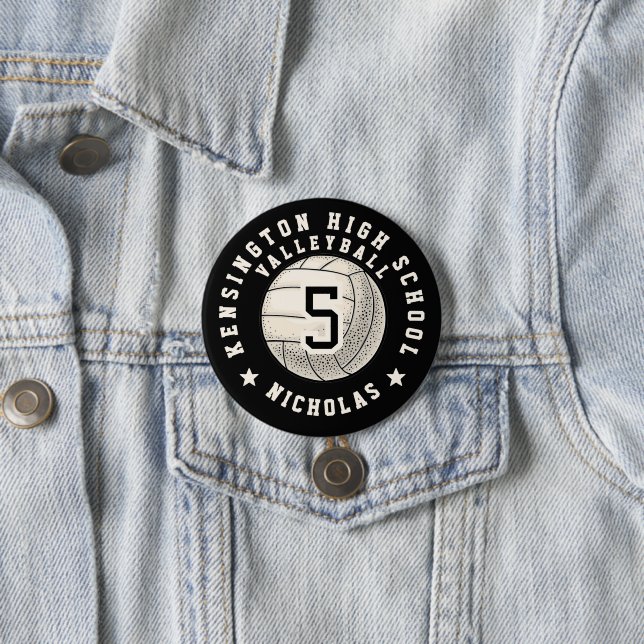 Player Name School Volleyball Team 3 Inch Round Button (In Situ)