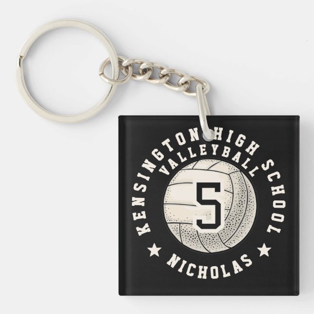 Player Name School Volleyball Team Keychain (Front)