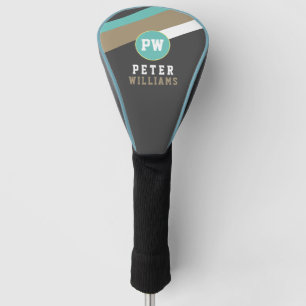 Player Name with Stripes Dark Grey   Golf Head Cover