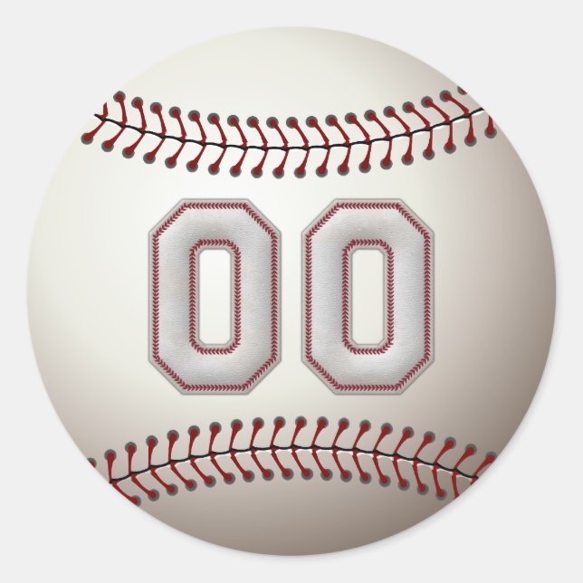 Player Number 00 - Cool Baseball Stitches Classic Round Sticker (Front)