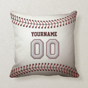 Player Number 00 - Cool Baseball Stitches Look Throw Pillow