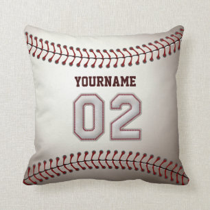 Player Number 02 - Cool Baseball Stitches Throw Pillow