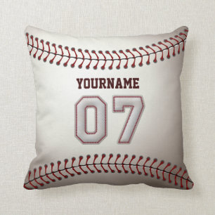 Player Number 07 - Cool Baseball Stitches Throw Pillow