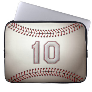 Player Number 10 - Cool Baseball Stitches Laptop Sleeve