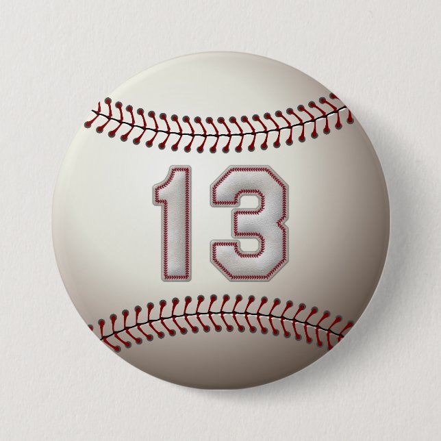 Player Number 13 - Cool Baseball Stitches Pins (Front)