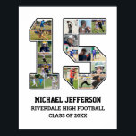 Player Number 15 Senior Sports Team Photo Collage Poster<br><div class="desc">Personalized photo collage for player number 15. This customizable photo gift is perfect for senior night, sports award banquet or birthday gift for your athlete son, daughter or student. It's a great way to display precious moments and memories from their sports games. The poster features a collage of photos, and...</div>