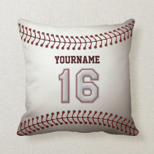 Player Number 16 - Cool Baseball Stitches Throw Pillow
