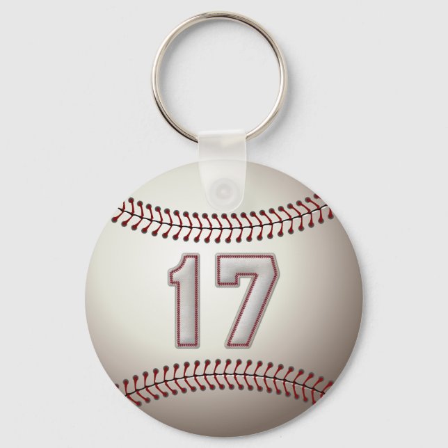 Player Number 17 - Cool Baseball Stitches Keychain (Front)