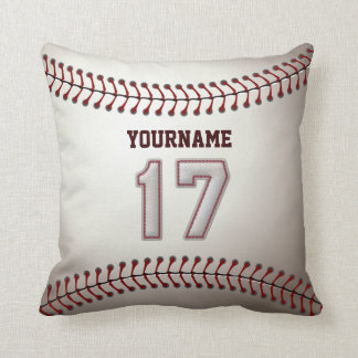 Player Number 17 - Cool Baseball Stitches Throw Pillow
