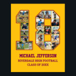 Player Number 18 Senior Sports Team Photo Collage Poster<br><div class="desc">Personalized photo collage for player number 18. This customizable photo gift is perfect for senior night, sports award banquet or birthday gift for your athlete son, daughter or student. It's a great way to display precious moments and memories from their sports games. The poster features a collage of photos, and...</div>