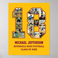 Player Number 18 Senior Sports Team Photo Collage