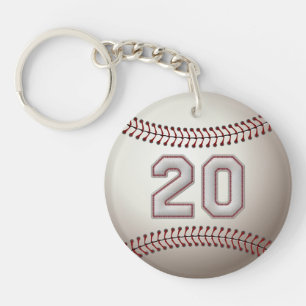 Player Number 20 - Cool Baseball Stitches Keychain