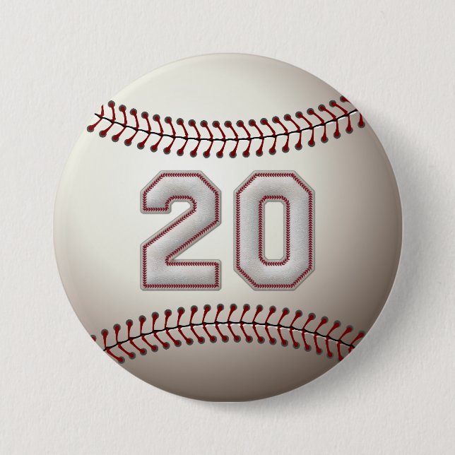 Player Number 20 - Cool Baseball Stitches Pins (Front)
