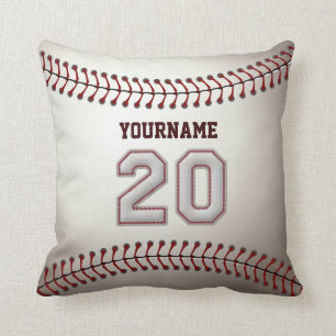 Player Number 20 - Cool Baseball Stitches Throw Pillow