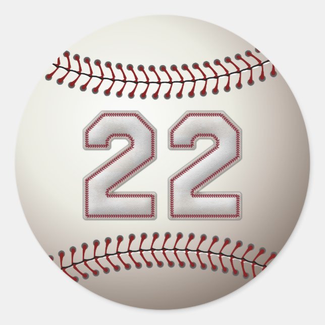 Player Number 22 - Cool Baseball Stitches Classic Round Sticker (Front)