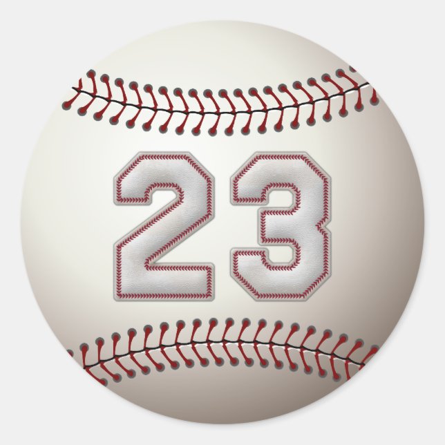 Player Number 23 - Cool Baseball Stitches Classic Round Sticker (Front)