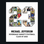 Player Number 23 Senior Sports Team Photo Collage Poster<br><div class="desc">Personalized photo collage for player number 23. This customizable photo gift is perfect for senior night, sports award banquet or birthday gift for your athlete son, daughter or student. It's a great way to display precious moments and memories from their sports games. The poster features a collage of photos, and...</div>