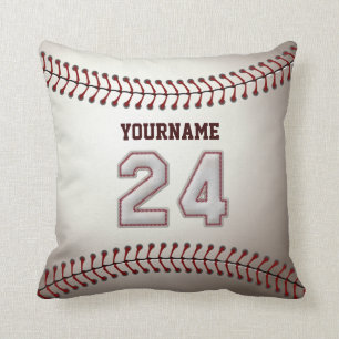 Player Number 24 - Cool Baseball Stitches Throw Pillow