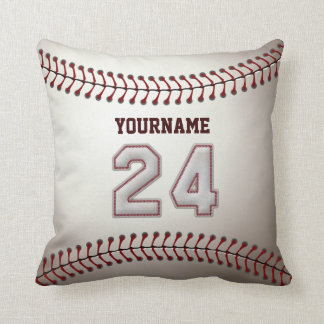 Player Number 24 - Cool Baseball Stitches Throw Pillow