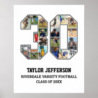 Player Number 30 Senior Sports Team Photo Collage