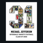 Player Number 31 Senior Sports Team Photo Collage Poster<br><div class="desc">Personalized photo collage for player number 31. This customizable photo gift is perfect for senior night, sports award banquet or birthday gift for your athlete son, daughter or student. It's a great way to display precious moments and memories from their sports games. The poster features a collage of photos, and...</div>