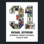 Player Number 31 Senior Sports Team Photo Collage Poster<br><div class="desc">Personalized photo collage for player number 31. This customizable photo gift is perfect for senior night, sports award banquet or birthday gift for your athlete son, daughter or student. It's a great way to display precious moments and memories from their sports games. The poster features a collage of photos, and...</div>