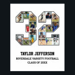 Player Number 32 Senior Sports Team Photo Collage Poster<br><div class="desc">Personalized photo collage for player number 32. This customizable photo gift is perfect for senior night, sports award banquet or birthday gift for your athlete son, daughter or student. It's a great way to display precious moments and memories from their sports games. The poster features a collage of photos, and...</div>