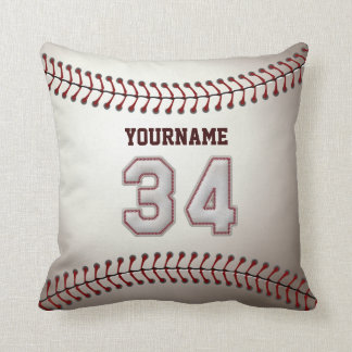 Player Number 34 - Cool Baseball Stitches Throw Pillow