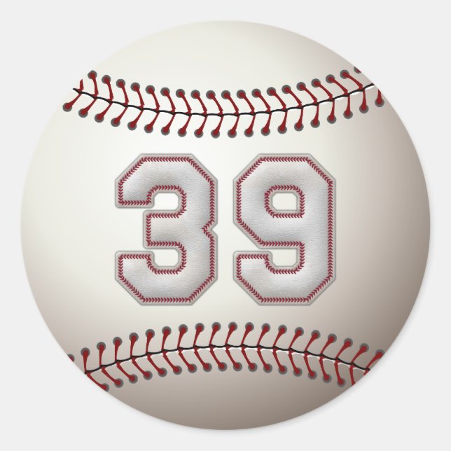 Player Number 39 - Cool Baseball Stitches Classic Round Sticker (Front)