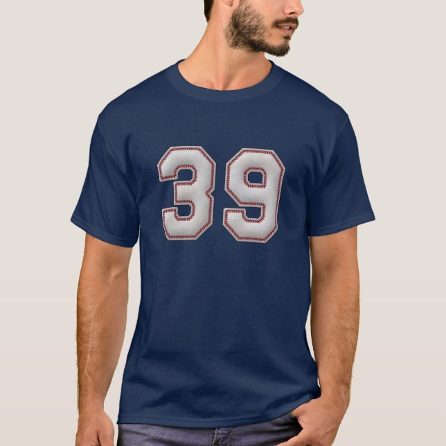 Player Number 39 - Cool Baseball Stitches T-Shirt (Front)