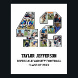 Player Number 42 Senior Sports Team Photo Collage Poster<br><div class="desc">Personalized photo collage for player number 42. This customizable photo gift is perfect for senior night, sports award banquet or birthday gift for your athlete son, daughter or student. It's a great way to display precious moments and memories from their sports games. The poster features a collage of photos, and...</div>