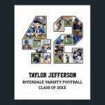 Player Number 42 Senior Sports Team Photo Collage Poster<br><div class="desc">Personalized photo collage for player number 42. This customizable photo gift is perfect for senior night, sports award banquet or birthday gift for your athlete son, daughter or student. It's a great way to display precious moments and memories from their sports games. The poster features a collage of photos, and...</div>