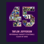 Player Number 45 Senior Sports Team Photo Collage Poster<br><div class="desc">Personalized photo collage for player number 45. This customizable photo gift is perfect for senior night, sports award banquet or birthday gift for your athlete son, daughter or student. It's a great way to display precious moments and memories from their sports games. The poster features a collage of photos, and...</div>