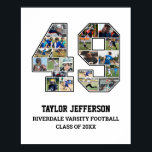 Player Number 49 Senior Sports Team Photo Collage Poster<br><div class="desc">Personalized photo collage for player number 49. This customizable photo gift is perfect for senior night, sports award banquet or birthday gift for your athlete son, daughter or student. It's a great way to display precious moments and memories from their sports games. The poster features a collage of photos, and...</div>