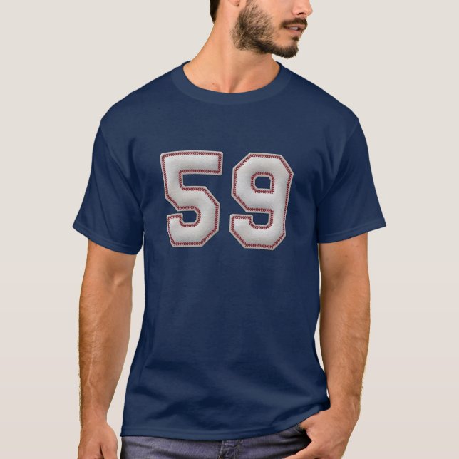 Player Number 59 - Cool Baseball Stitches T-Shirt (Front)