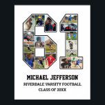 Player Number 61 Senior Sports Team Photo Collage Poster<br><div class="desc">Personalized photo collage for player number 61. This customizable photo gift is perfect for senior night, sports award banquet or birthday gift for your athlete son, daughter or student. It's a great way to display precious moments and memories from their sports games. The poster features a collage of photos, and...</div>