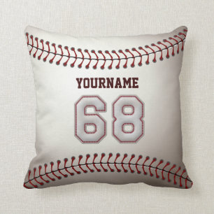 Player Number 68 - Cool Baseball Stitches Throw Pillow