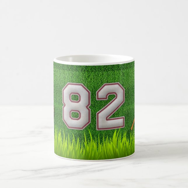 Player Number 82 - Cool Baseball Stitches Coffee Mug (Center)