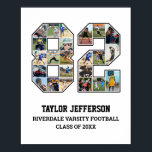 Player Number 82 Senior Sports Team Photo Collage Poster<br><div class="desc">Personalized photo collage for player number 82. This customizable photo gift is perfect for senior night, sports award banquet or birthday gift for your athlete son, daughter or student. It's a great way to display precious moments and memories from their sports games. The poster features a collage of photos, and...</div>