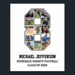Player Number 8 Senior Sports Team Photo Collage Poster<br><div class="desc">Personalized photo collage for player number 8. This customizable photo gift is perfect for senior night, sports award banquet or birthday gift for your athlete son, daughter or student. It's a great way to display precious moments and memories from their sports games. The poster features a collage of photos, and...</div>