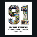 Player Number 91 Senior Sports Team Photo Collage Poster<br><div class="desc">Personalized photo collage for player number 91. This customizable photo gift is perfect for senior night, sports award banquet or birthday gift for your athlete son, daughter or student. It's a great way to display precious moments and memories from their sports games. The poster features a collage of photos, and...</div>