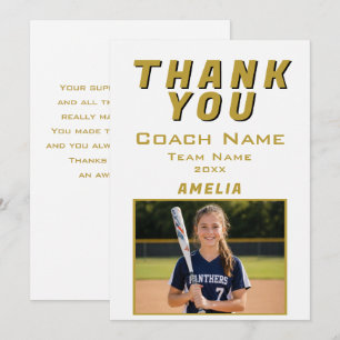 Player Photo Team Sports Coach Thank You Card